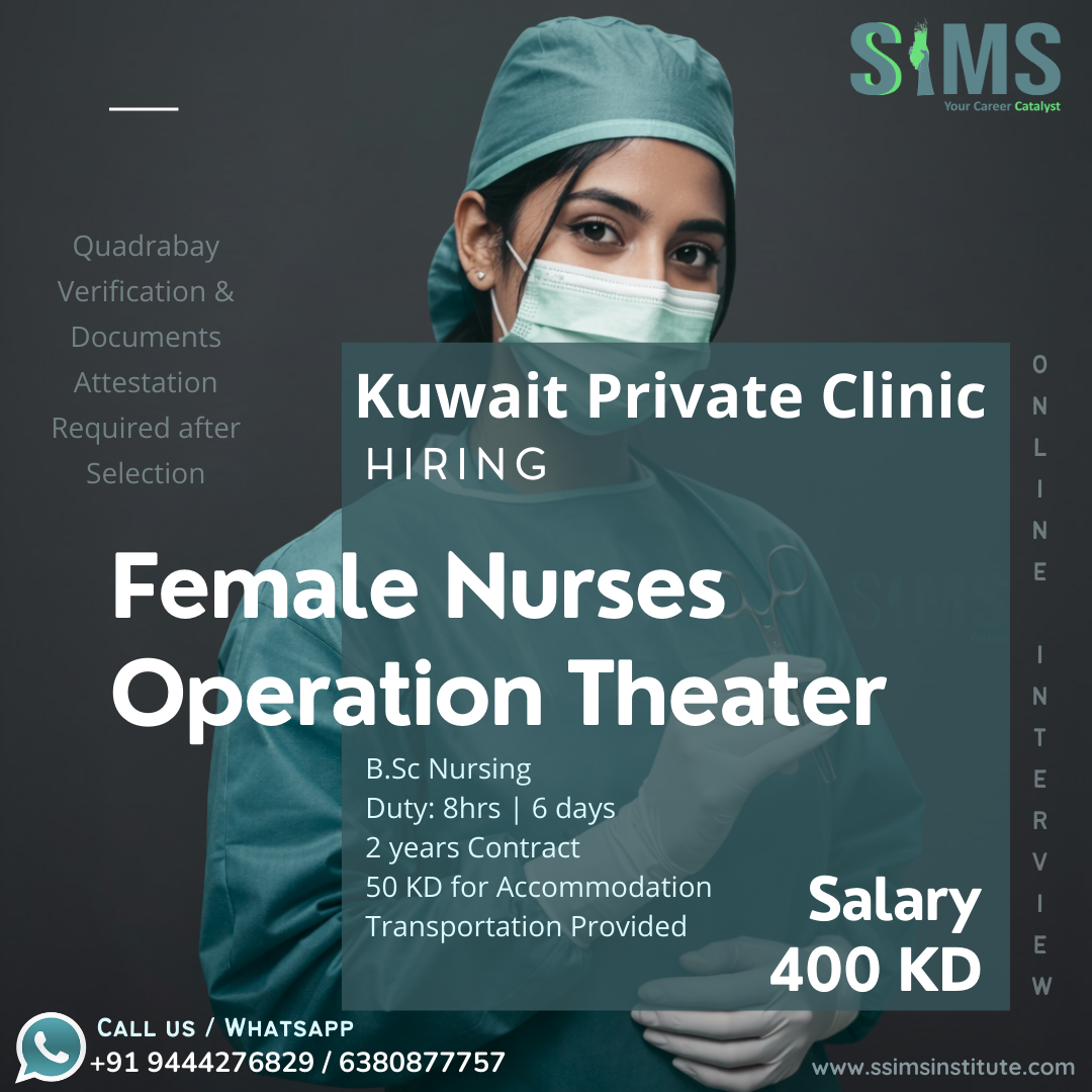 Female Operation Theater Nurse — job poster